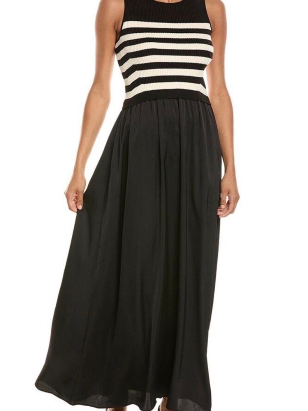 Taylor Women's Black Ribbed Knit Satin Skirt Sweaterdress Small